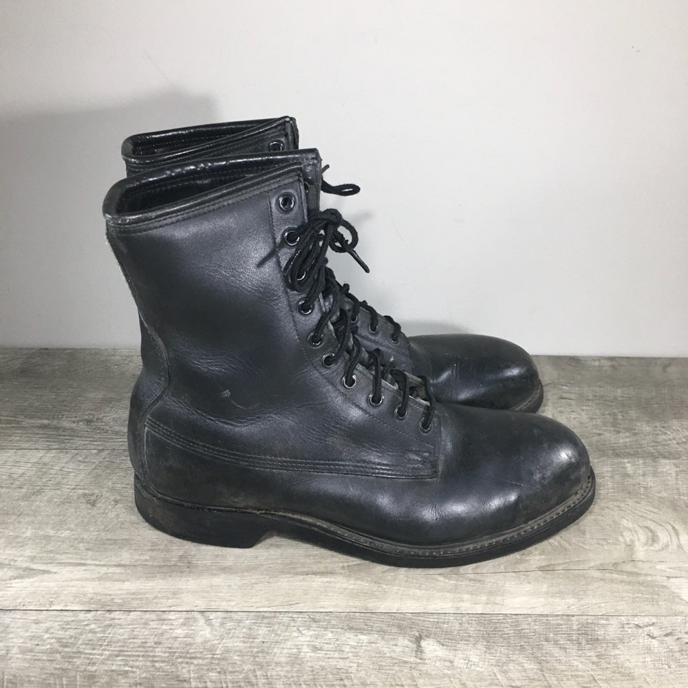 Vtg 80s Combat Mens Work Steel Toe Punk Grunge Leather Motorcycle Biker Boots 9